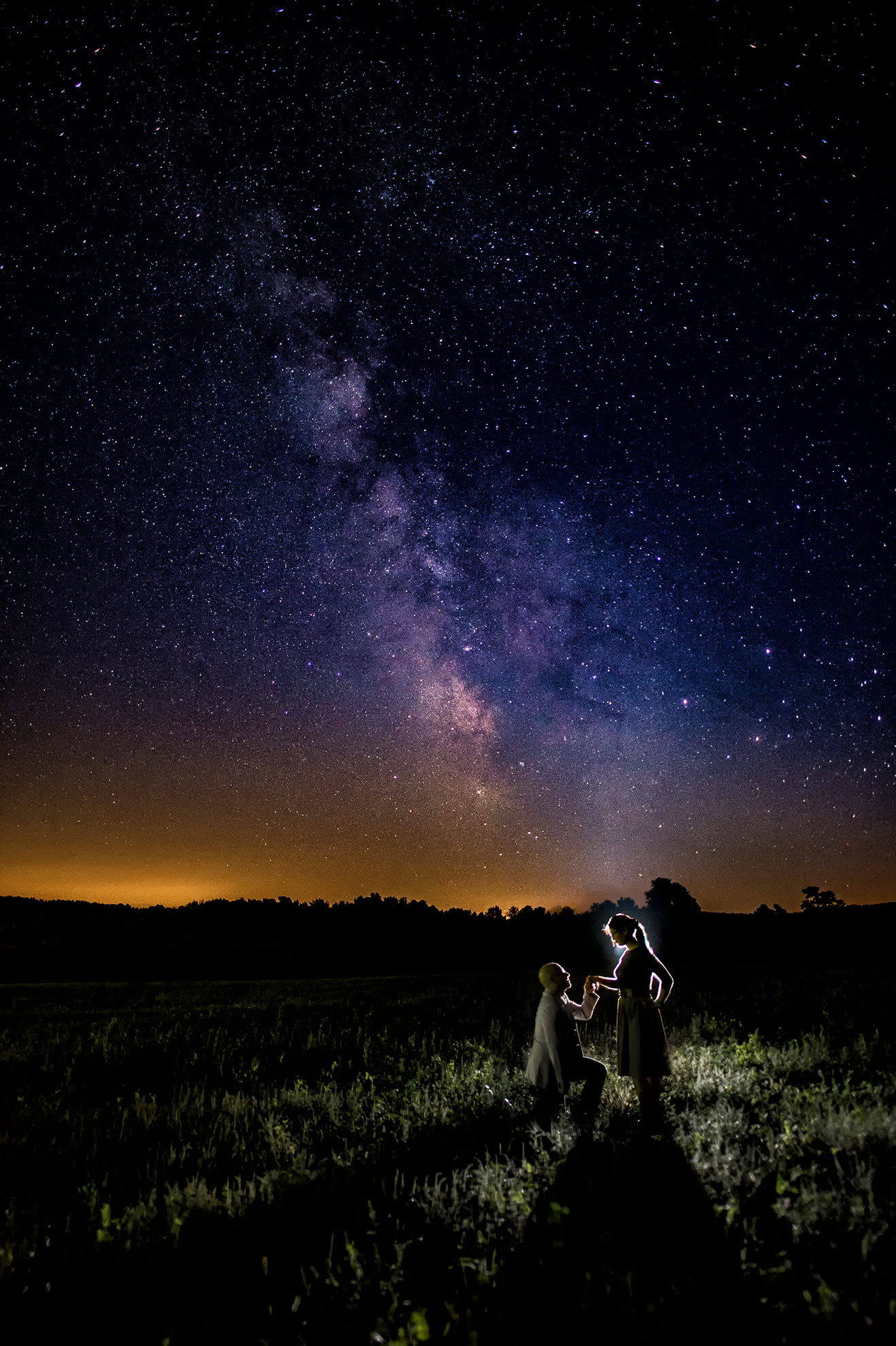 Starry night engagement photos